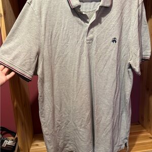 Brooks Brothers Light Gray Polo Shirt with Navy Accents